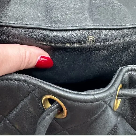 Authentic Chanel Vintage Black Duma Leather Quilted Mini backpack with 24k - Picture 9 of 13